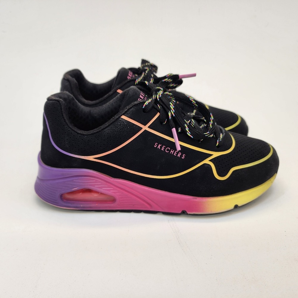 Skechers Girls Size 2 Street Uno Gen1-Pop of Neon Rainbow Sneakers